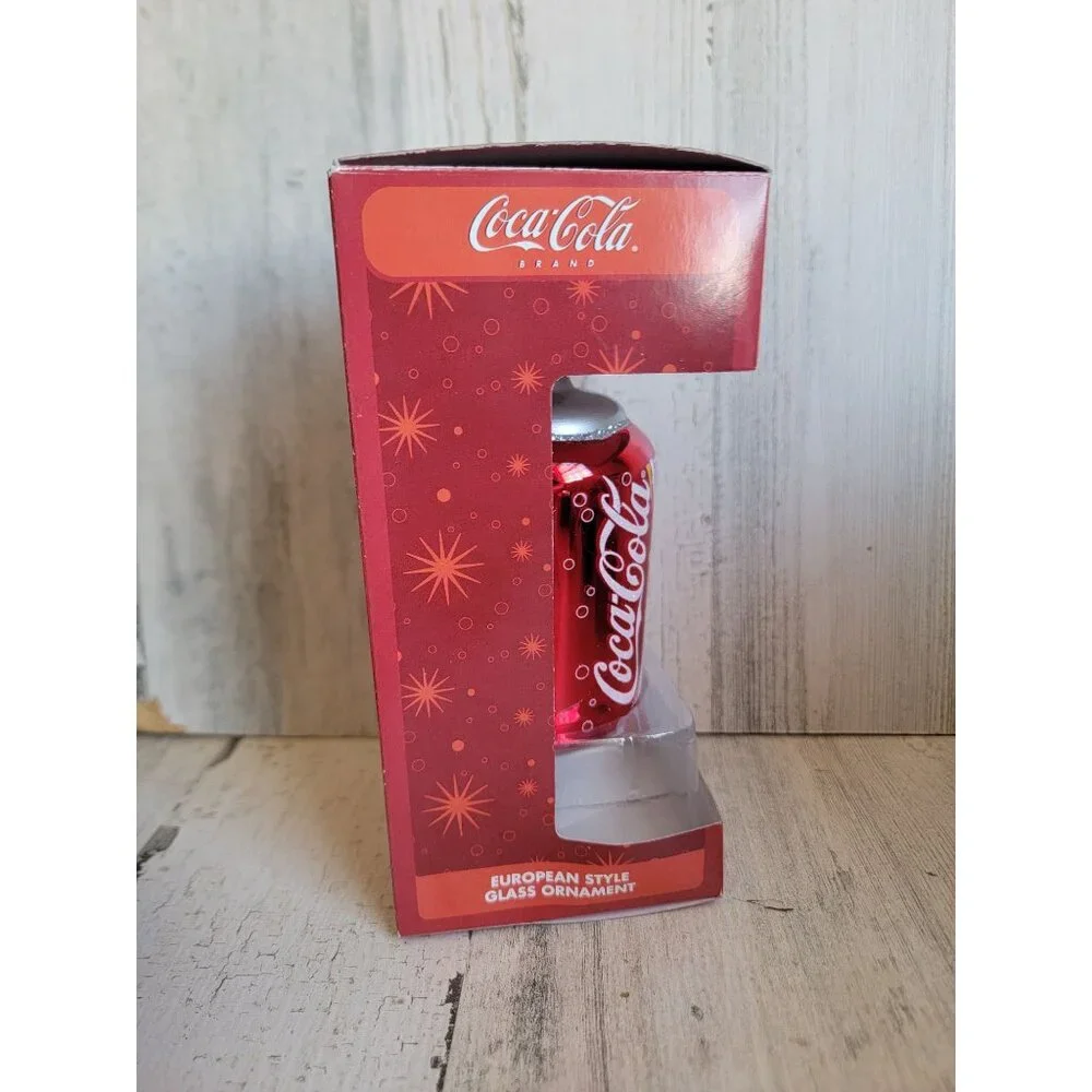 Vintage European glass coke can ornament Xmas glitter‎ soda